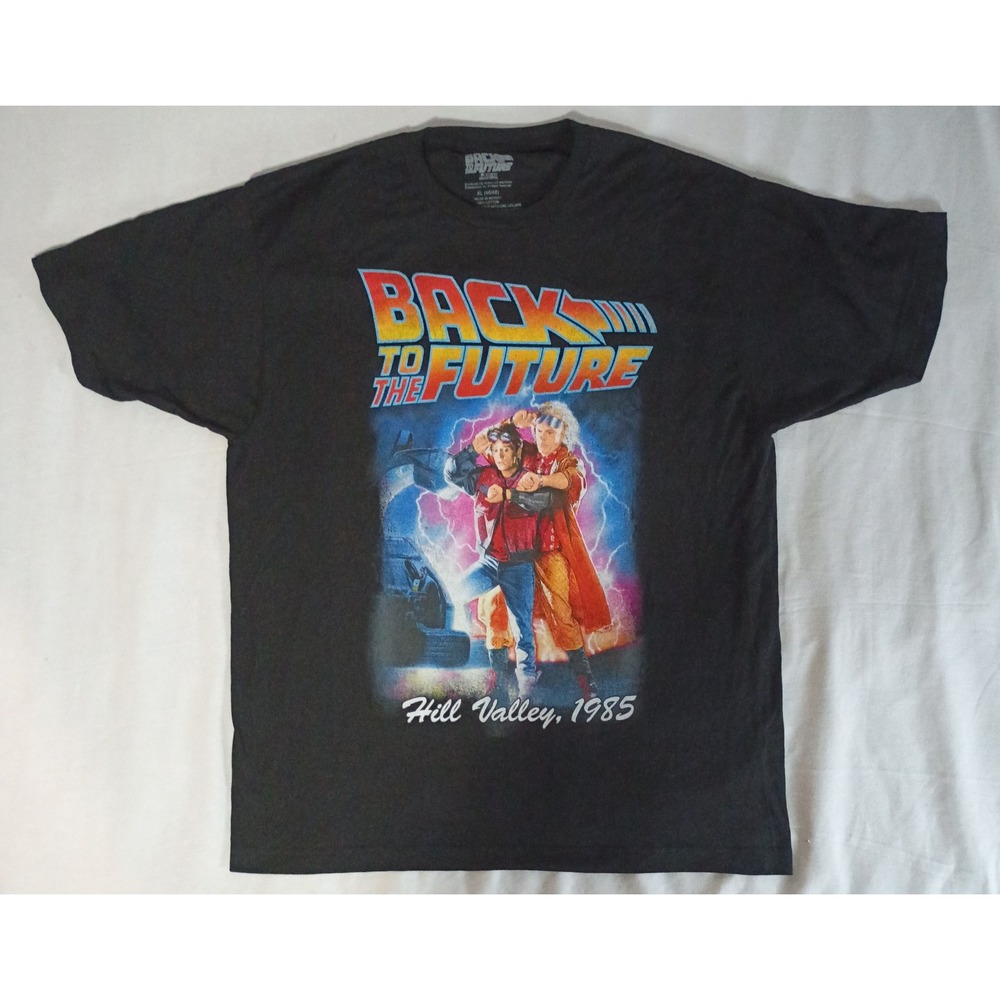 Back To The Future T Shirt XL Black Marty McFly Doc Brown Hill Valley 1985 Tee